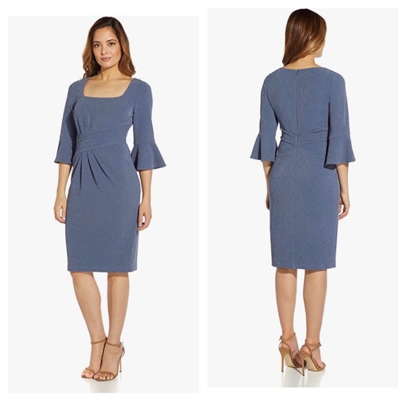 Adrianna Papell Dresses Adrianna Papell Dress Blue Metallic Knit